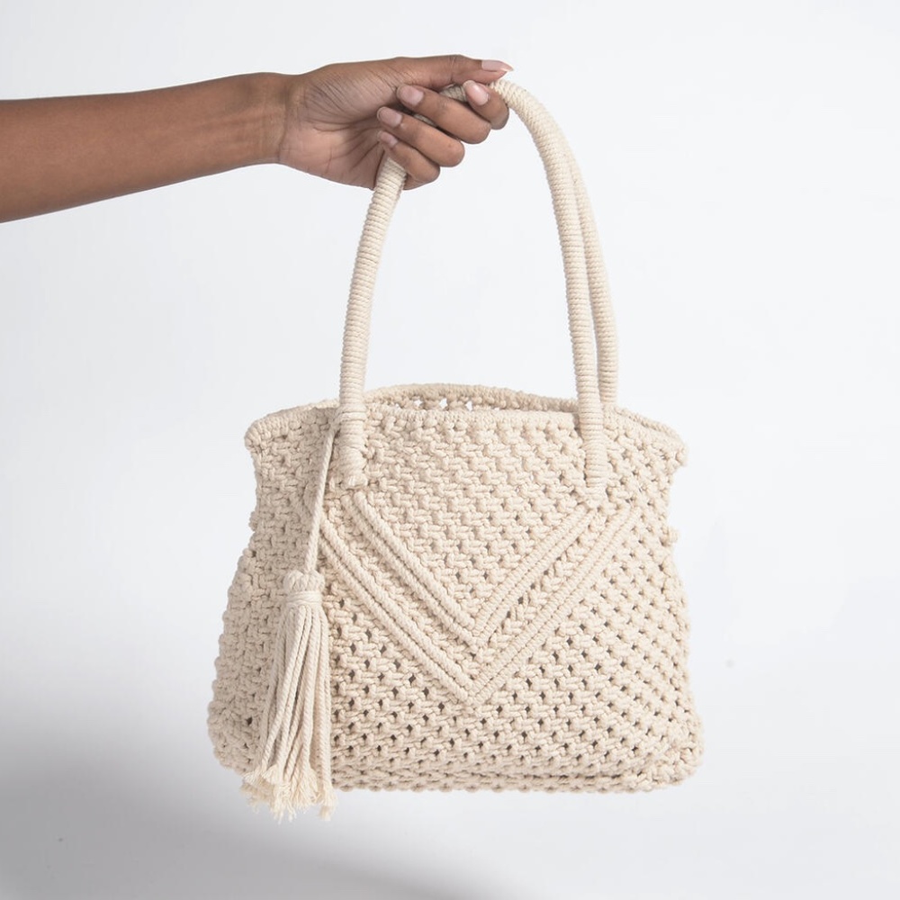Hand knotted macrame handbag